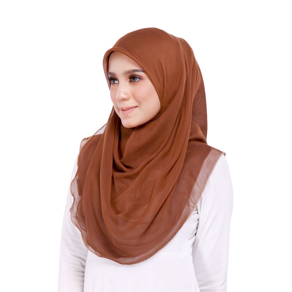 Tudung Bawal Maira Ruffle - Chocolate Brown