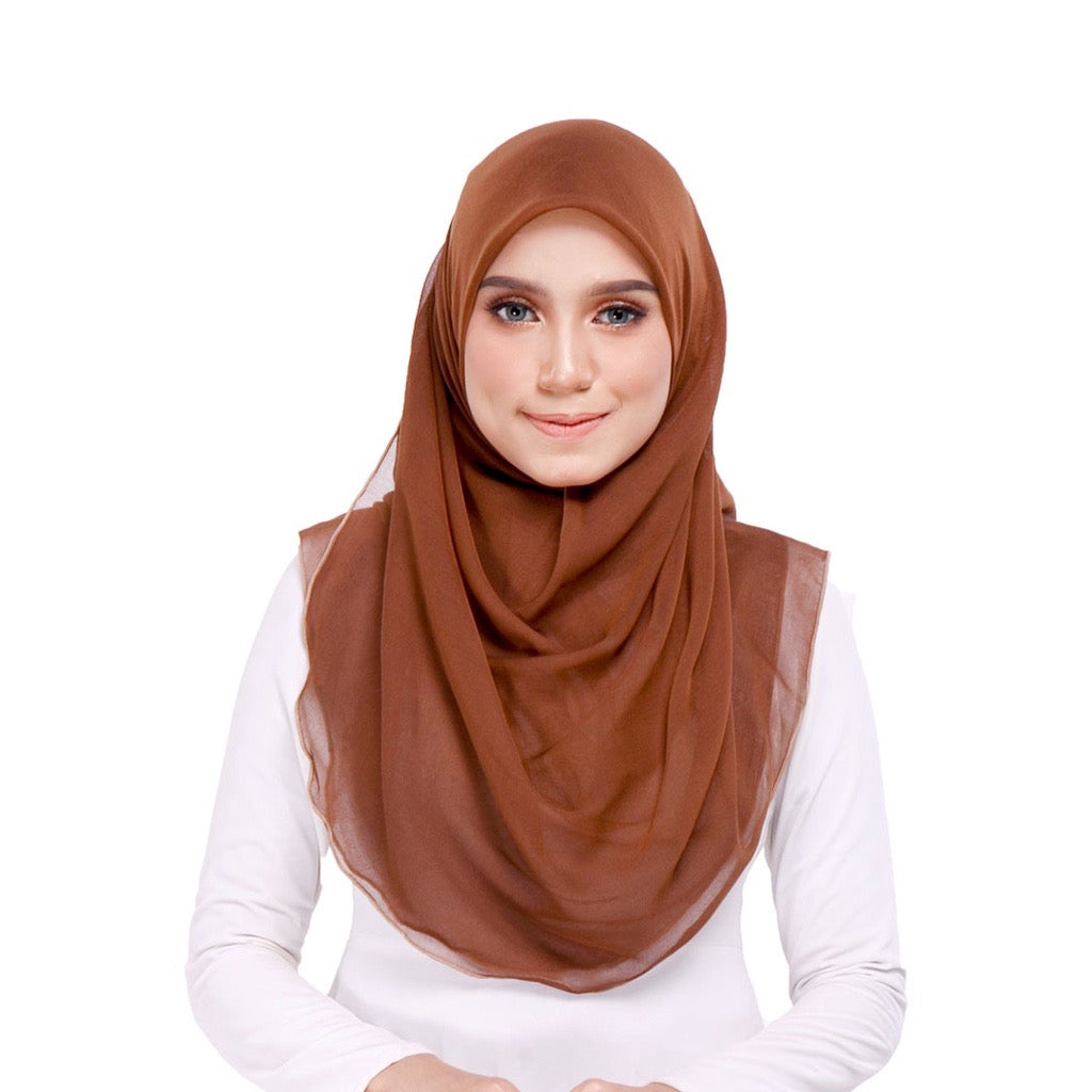 Tudung Bawal Maira Ruffle - Chocolate Brown