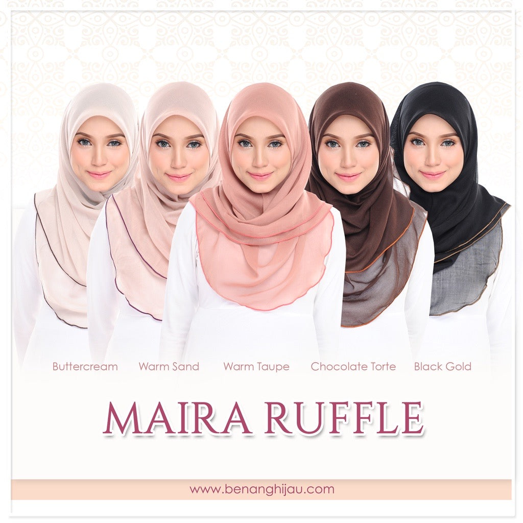 Tudung Bawal Maira Ruffle - Chocolate Torte