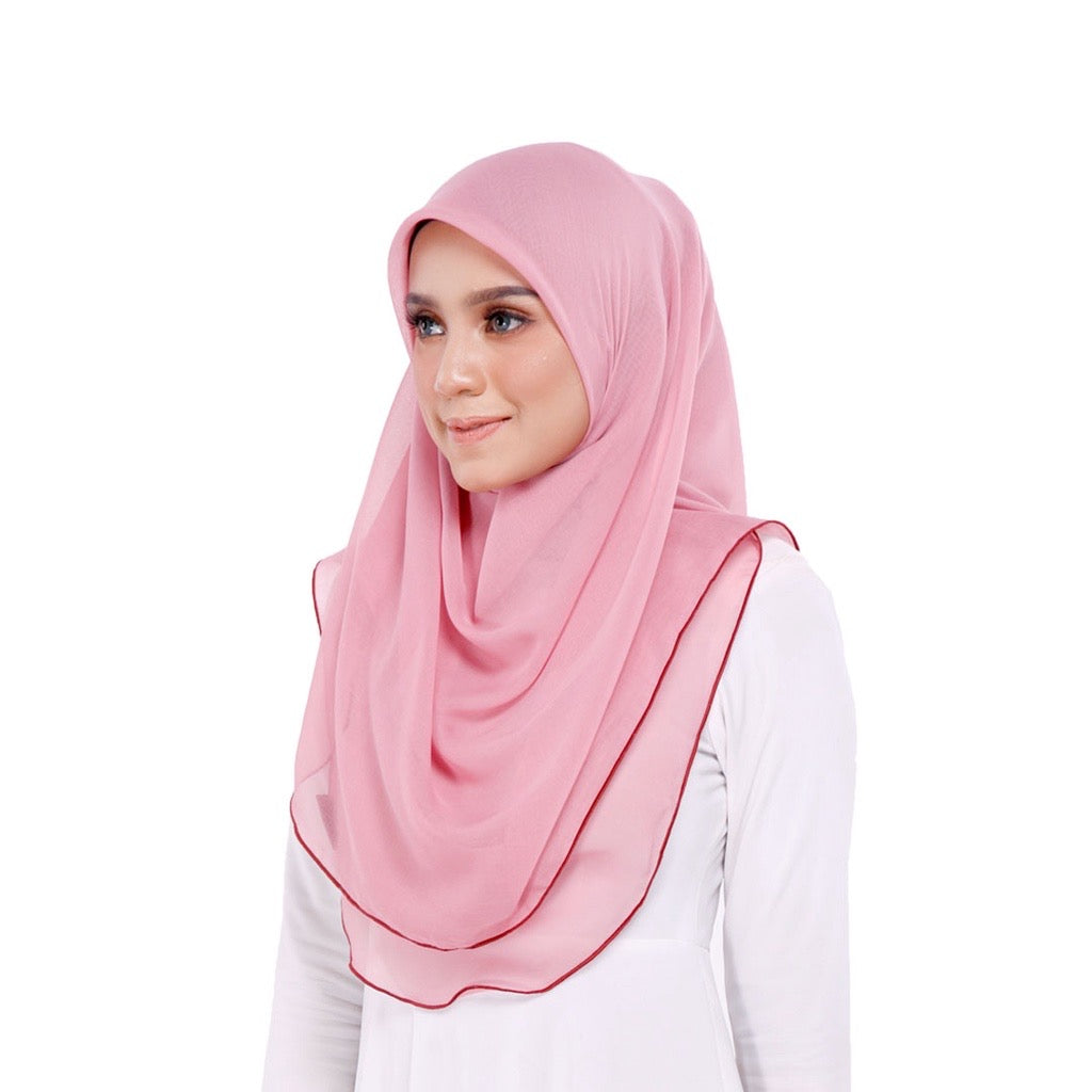 Tudung Bawal Maira Ruffle - Coral Blush