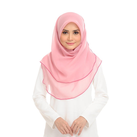 Tudung Bawal Maira Ruffle - Parfait Pink