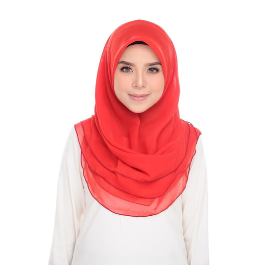 Tudung Bawal Maira Ruffle - Red