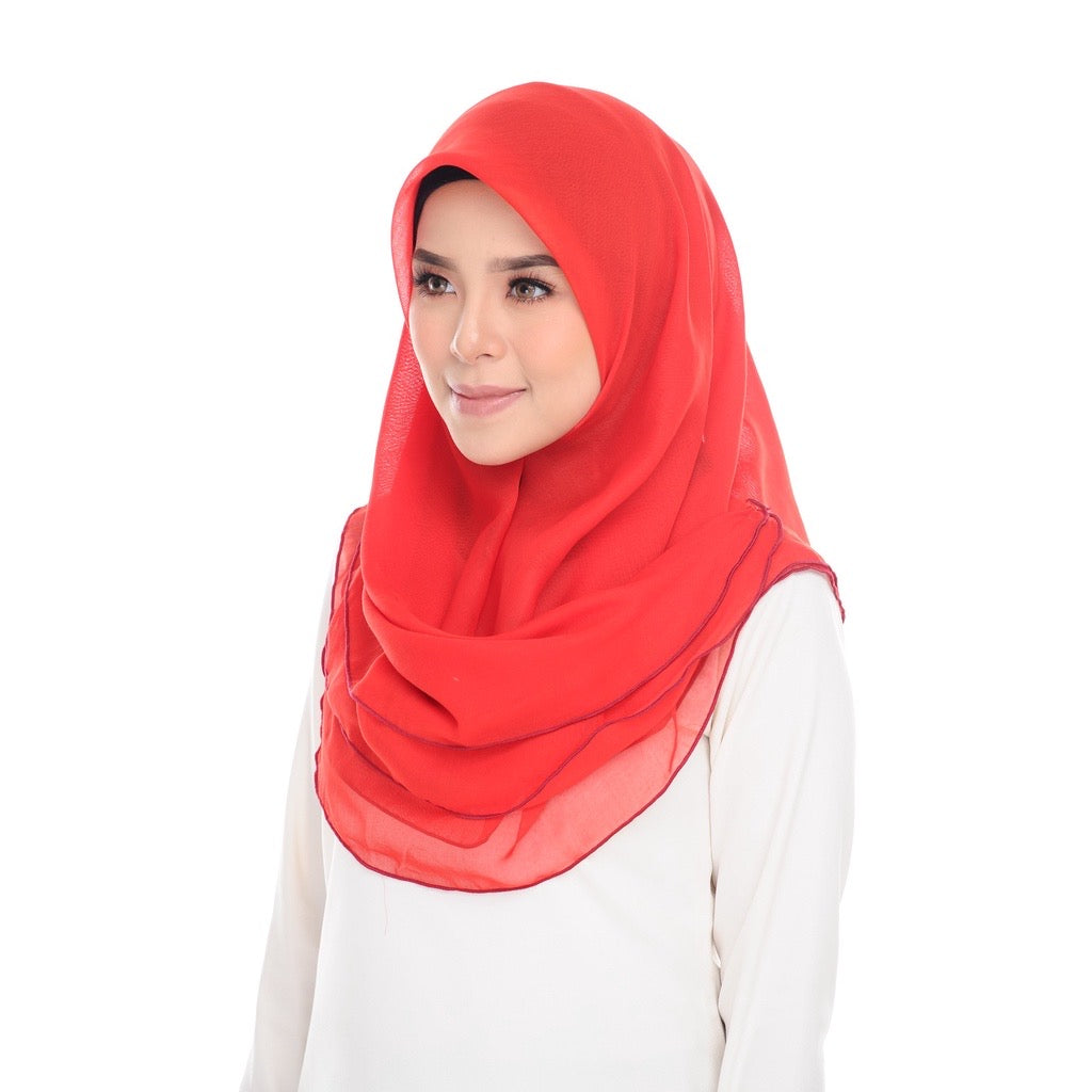 Tudung Bawal Maira Ruffle - Red