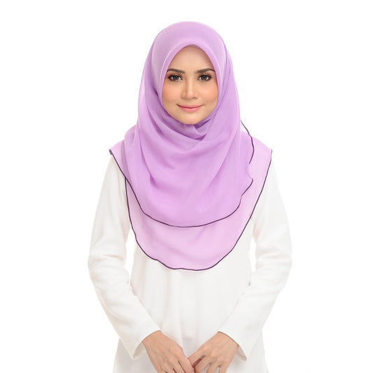 Tudung Bawal Maira Ruffle - Sheer Lilac