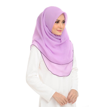 Tudung Bawal Maira Ruffle - Sheer Lilac