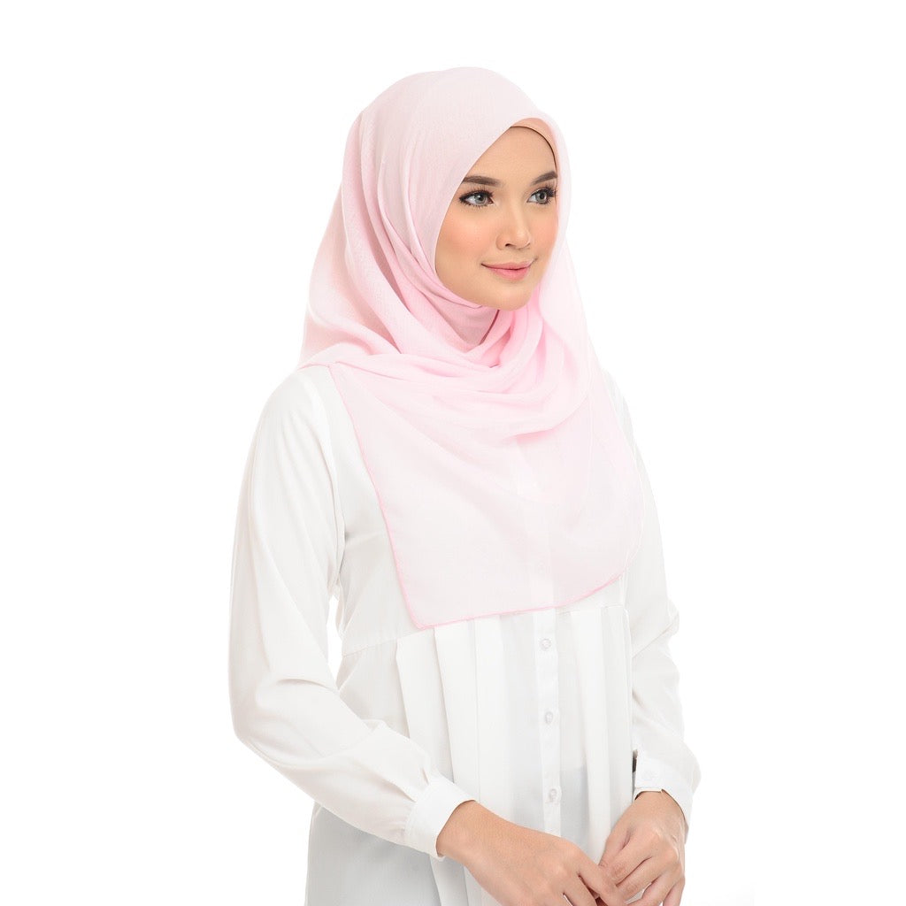 Tudung Bawal Maira Square - Heavenly Pink