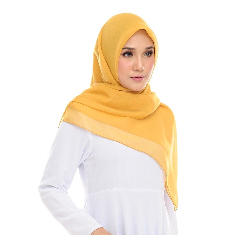 Tudung Bawal Maira Square - Mustard